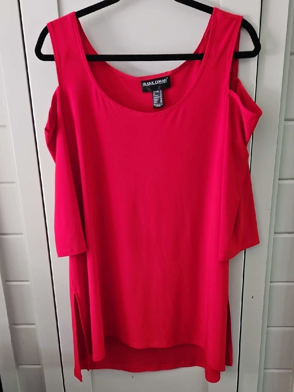 Frank Lyman Design Bright Pink Cold-Shoulder Tunic Top Sz 16 Ptp22+ L31/32